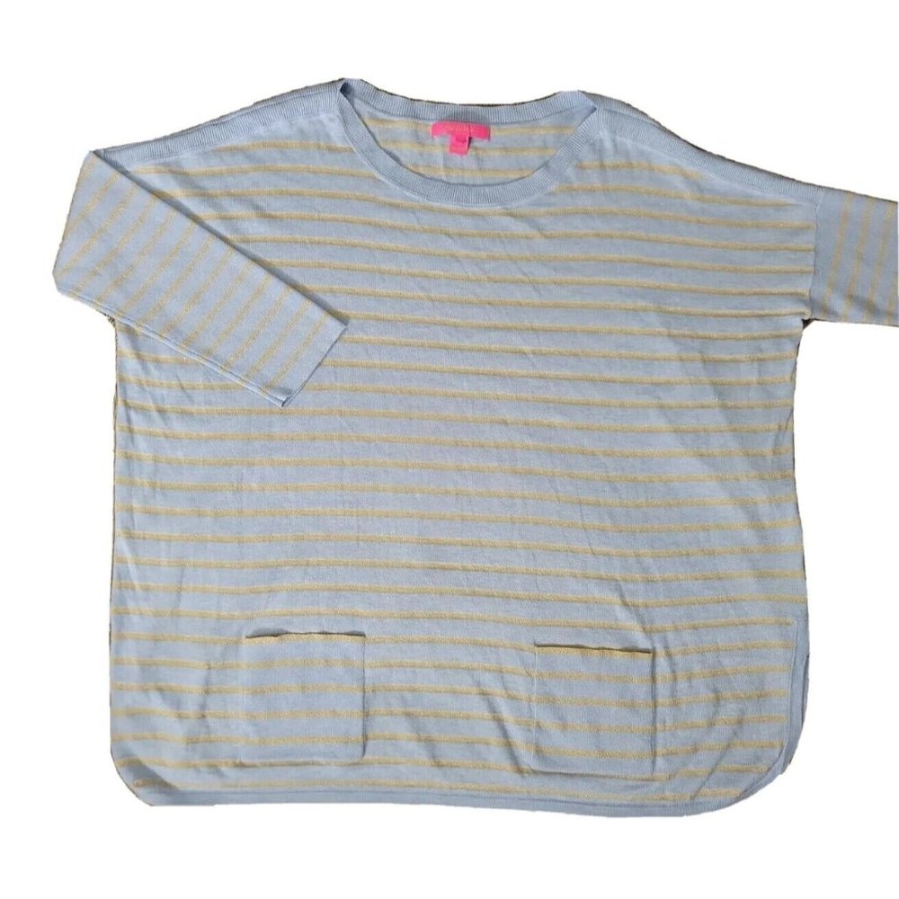 NWOT Lilly Pulitzer Oversized Cobo Sweater Pullover Blue Coastal Shell L Defect
